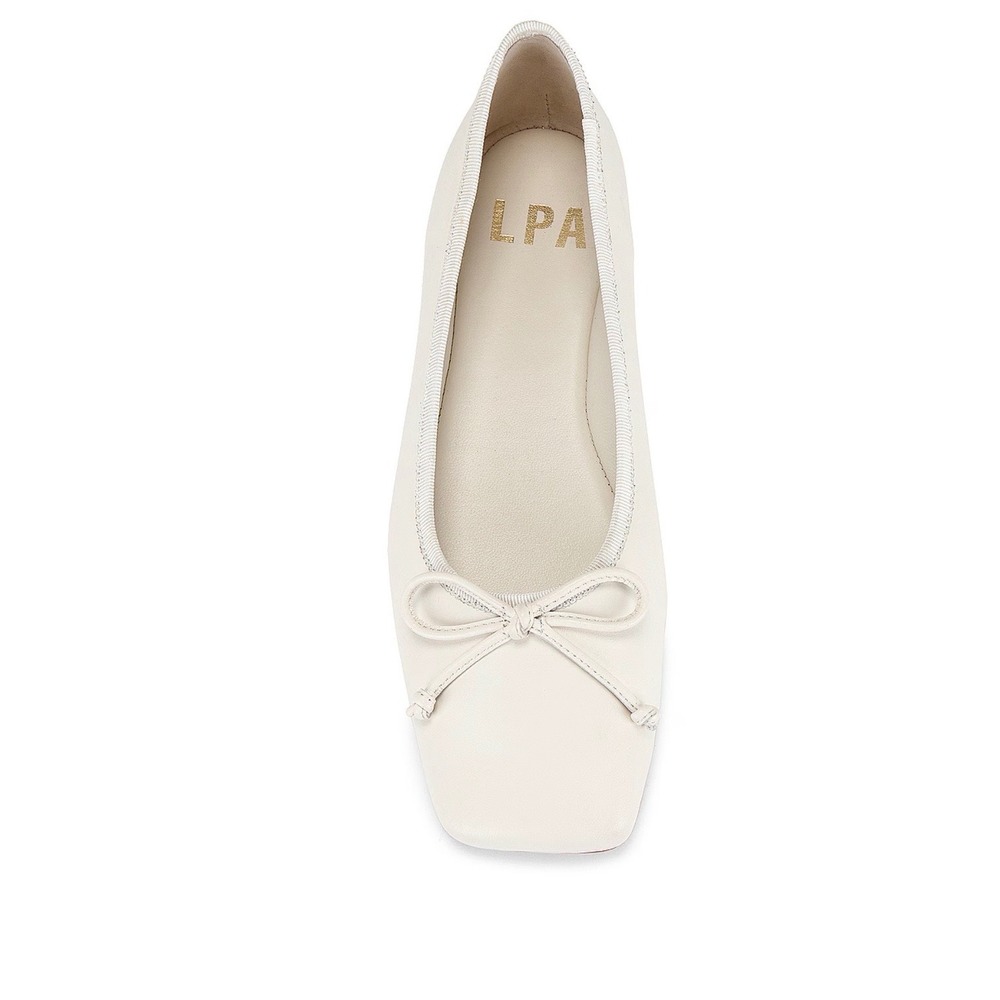LPA Natasha Ballet Flat Womens Size 8 Bone White Leather Bow Minimalist Preppy